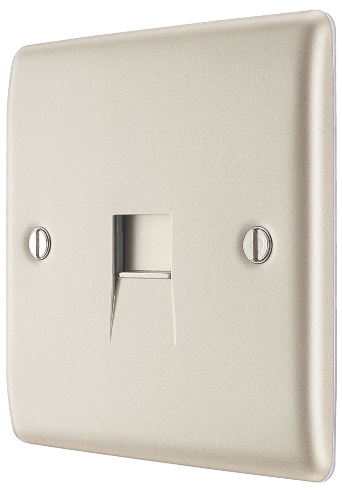 British General Nexus Metal 1-Gang Master Telephone Socket Pearl Nickel with Colour-Matched Inserts