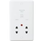 Knightsbridge Curved Edge 2-Gang Dual Voltage Shaver Socket 115/230V AC White