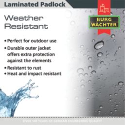 Burg-Wachter Sapphire   Closed Shackle  Laminated Padlock Blue 40mm