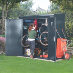 Asgard Trojan Plus 7' x 3' (Nominal) Pent Metal Bike Store Grey