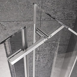 Aqualux Edge 8 Semi-Frameless Square Shower Enclosure Reversible Left/Right Opening Polished Silver 800mm x 800mm x 2000mm
