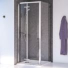Aqualux Edge 8 Semi-Frameless Square Shower Enclosure  Polished Silver 800mm x 800mm x 2000mm