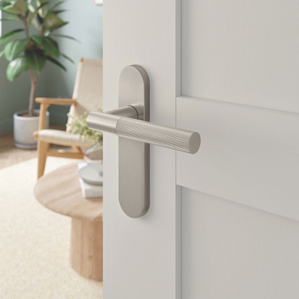 Cooke & Lewis Damgan Lever on Backplate Door Handles Pair Satin