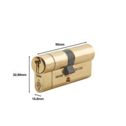 Yale Fire Rated 1 Star 6-Pin Euro Cylinder 45-50 (95mm) Polished Brass