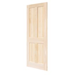 Unfinished Pine Wooden 4-Panel Internal Victorian-Style Door 1981mm x 762mm