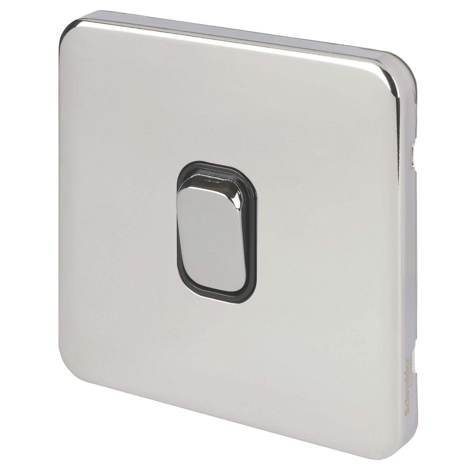 Schneider Electric Lisse Deco 10AX 1-Gang Intermediate Switch Polished Chrome with Black Inserts (174FF)