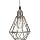 Knightsbridge  Brushed Chrome Steel Diamond-Shaped Pendant Cage