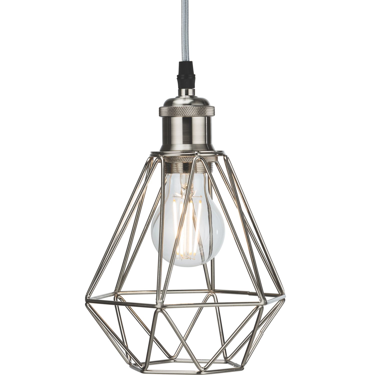 Knightsbridge Brushed Chrome Steel Diamond-Shaped Pendant Cage (174GE)