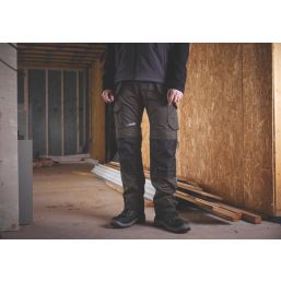 Scruffs Trade Stretch Work Trousers Grey/Black 32" W 32" L