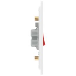 British General Evolve 45A 2-Gang 2-Pole Cooker Switch Brushed Steel with LED with White Inserts