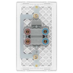 British General Evolve 45A 2-Gang 2-Pole Cooker Switch Brushed Steel with LED with White Inserts