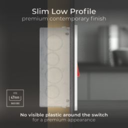 British General Evolve 45A 2-Gang 2-Pole Cooker Switch Brushed Steel with LED with White Inserts