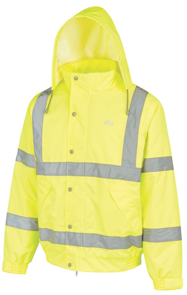 Lantern Fish Men's High Visibility Shirts Hi Vis Yellow/Navy, Button Up Short Sleeve (Medium), Fluorescence Yellow/Navy