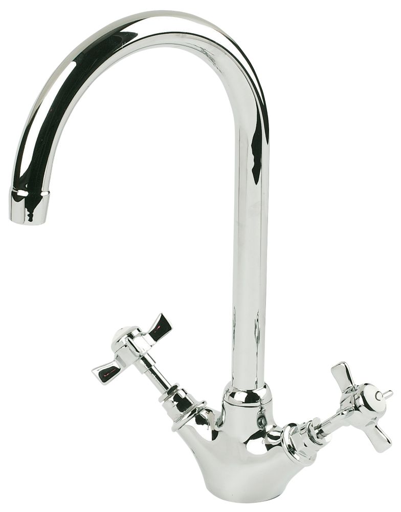 Swirl Premium High Neck Monobloc Mixer Kitchen Tap Chrome Screwfix