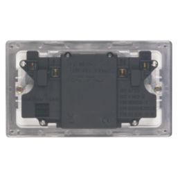 Varilight  13AX 2-Gang Unswitched Socket + 2.1A 10.5W 2-Outlet Type A USB Charger Satin Chrome with Black Inserts