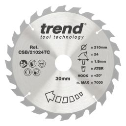Trend CSB/21024TC Wood/Chipboard/MDF Circular Saw Blade 210mm x 30mm 24T