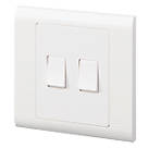 MK Essentials 10AX 2-Gang 2-Way Switch  White with Colour-Matched Inserts