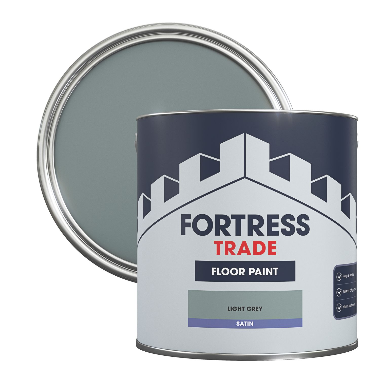 Fortress Trade 2.5Ltr Light Grey Satin Floor Paint (175JM)