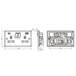 Knightsbridge  13A 2-Gang SP Switched Socket + 4.0A 20W 2-Outlet Type A & C USB Charger Polished Chrome with White Inserts