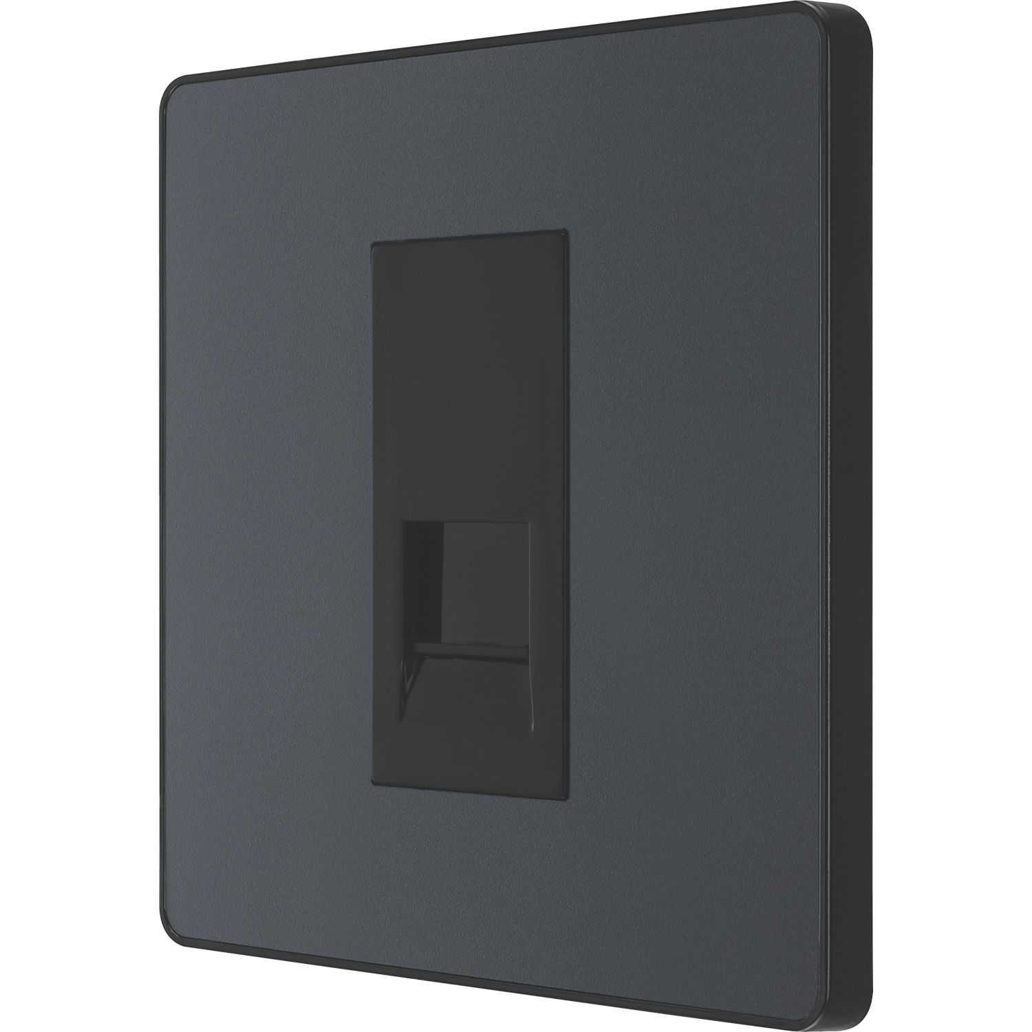 British General Evolve 1-Gang Slave Telephone Socket Grey with Black Inserts (175RF)
