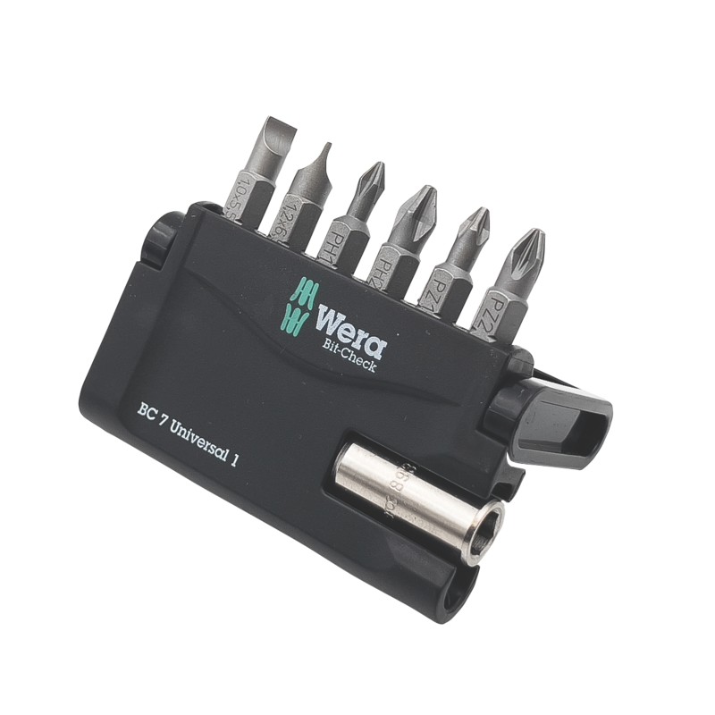 Wera Bit-Check 7 Universal 1 1/4" Hex Shank Mixed Bit Set 7 Pieces