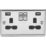Knightsbridge  13A 2-Gang SP Switched Socket + 2.4A 12W 2-Outlet Type A USB Charger Polished Chrome with Black Inserts