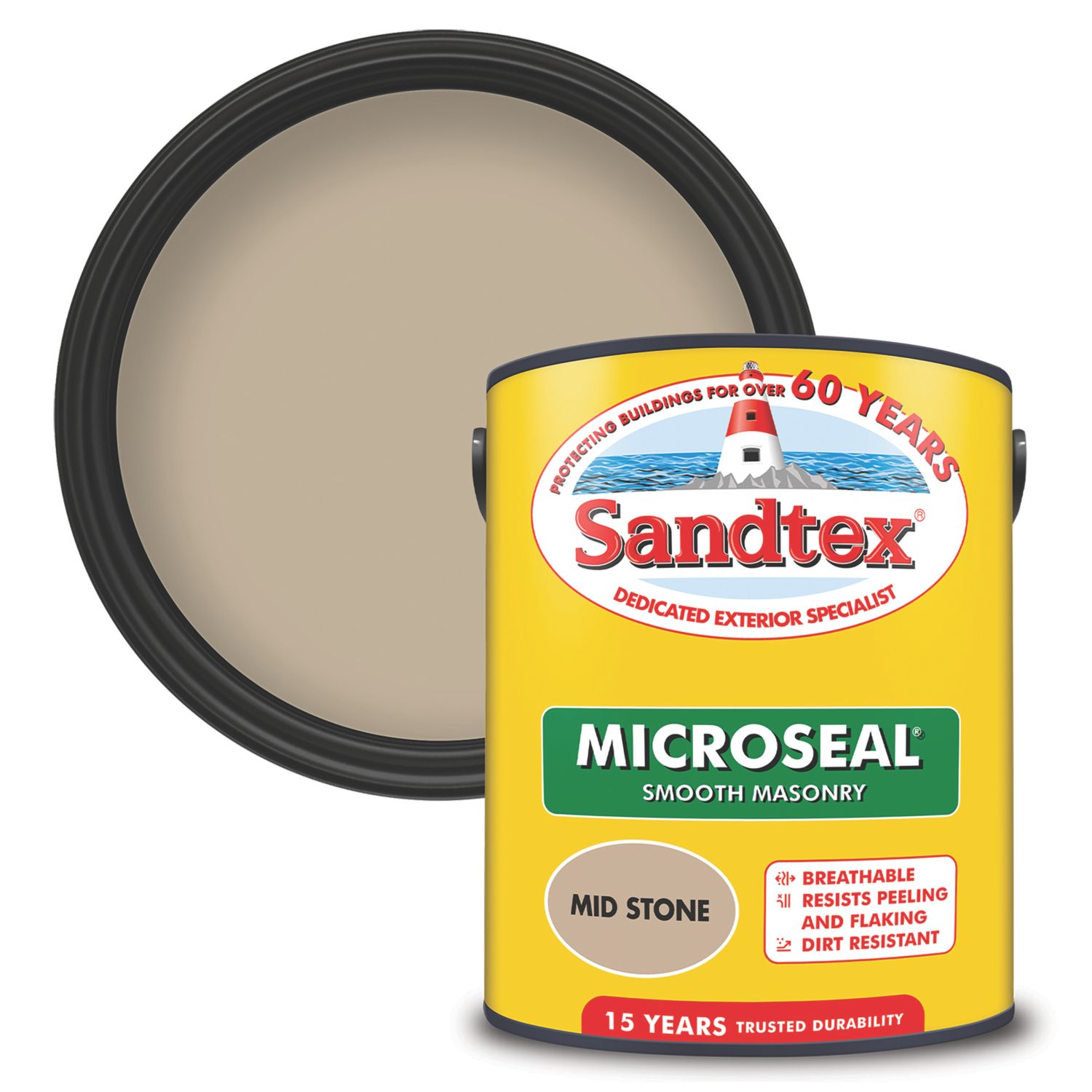 Sandtex 5Ltr Ultra Smooth Mid Stone Masonry Paint (17612)