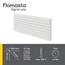 Flomasta  578mm x 1400mm 5159BTU White Horizontal Designer Radiator
