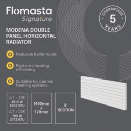 Flomasta  578mm x 1400mm 5159BTU White Horizontal Designer Radiator