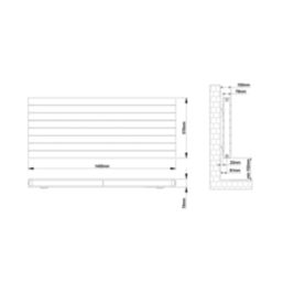Flomasta  578mm x 1400mm 5159BTU White Horizontal Designer Radiator