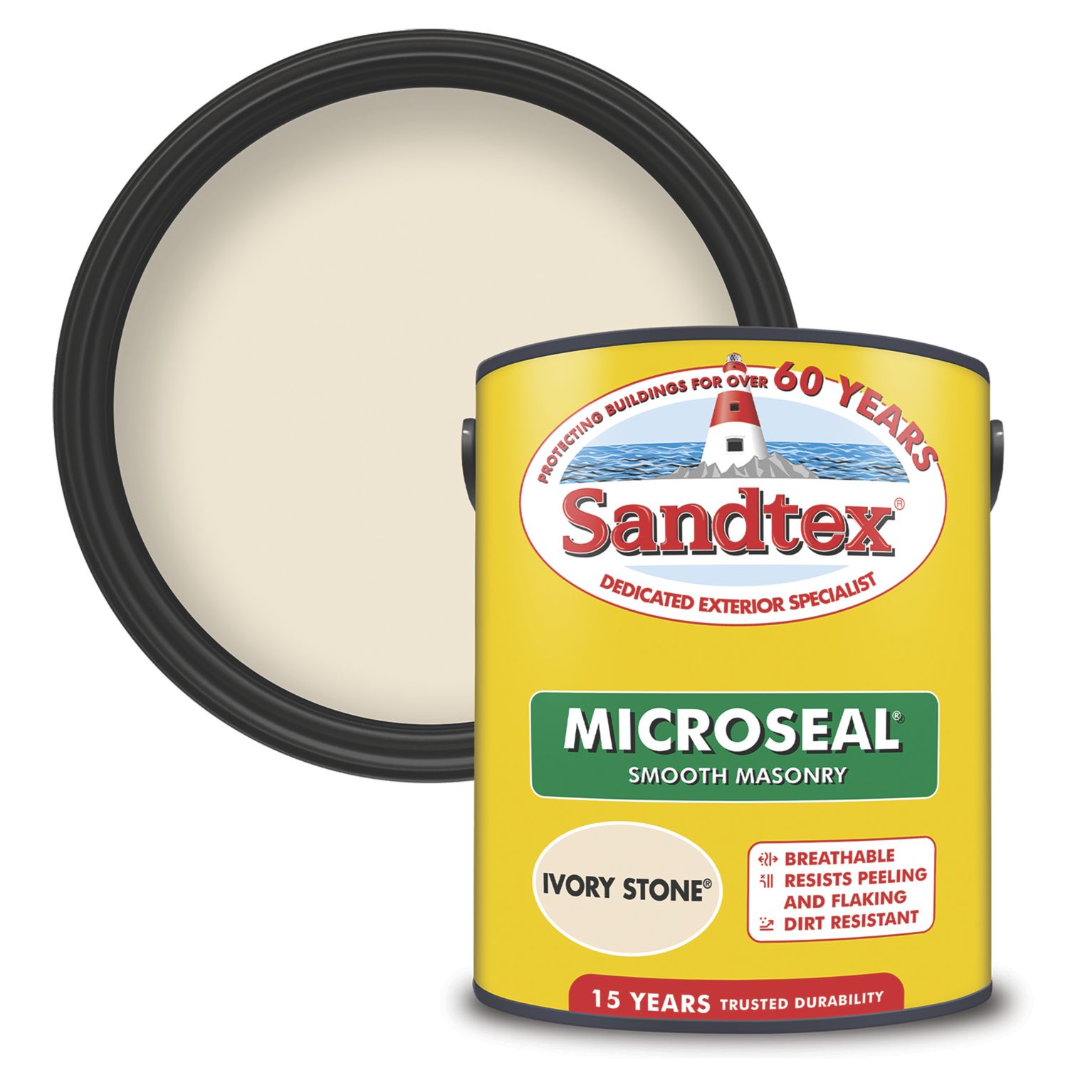 Sandtex 5Ltr Ultra Smooth Ivory Stone Masonry Paint (17626)
