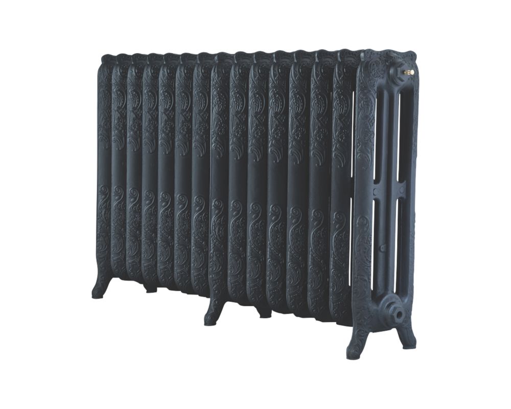 Arroll 760mm x 1234mm 7370BTU Black Cast Iron 3 Column Radiator Screwfix