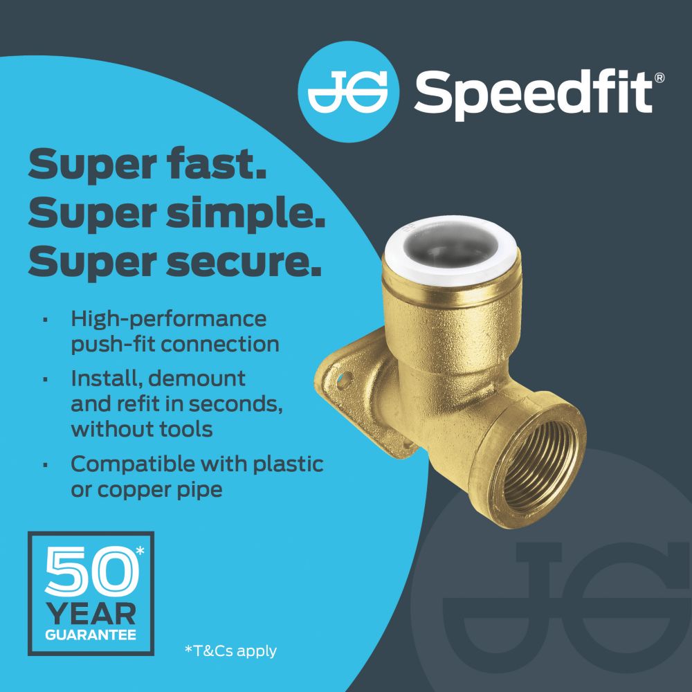 JG Speedfit Plastic Push-Fit Adapting 90° Wall Plate Elbow 15mm x