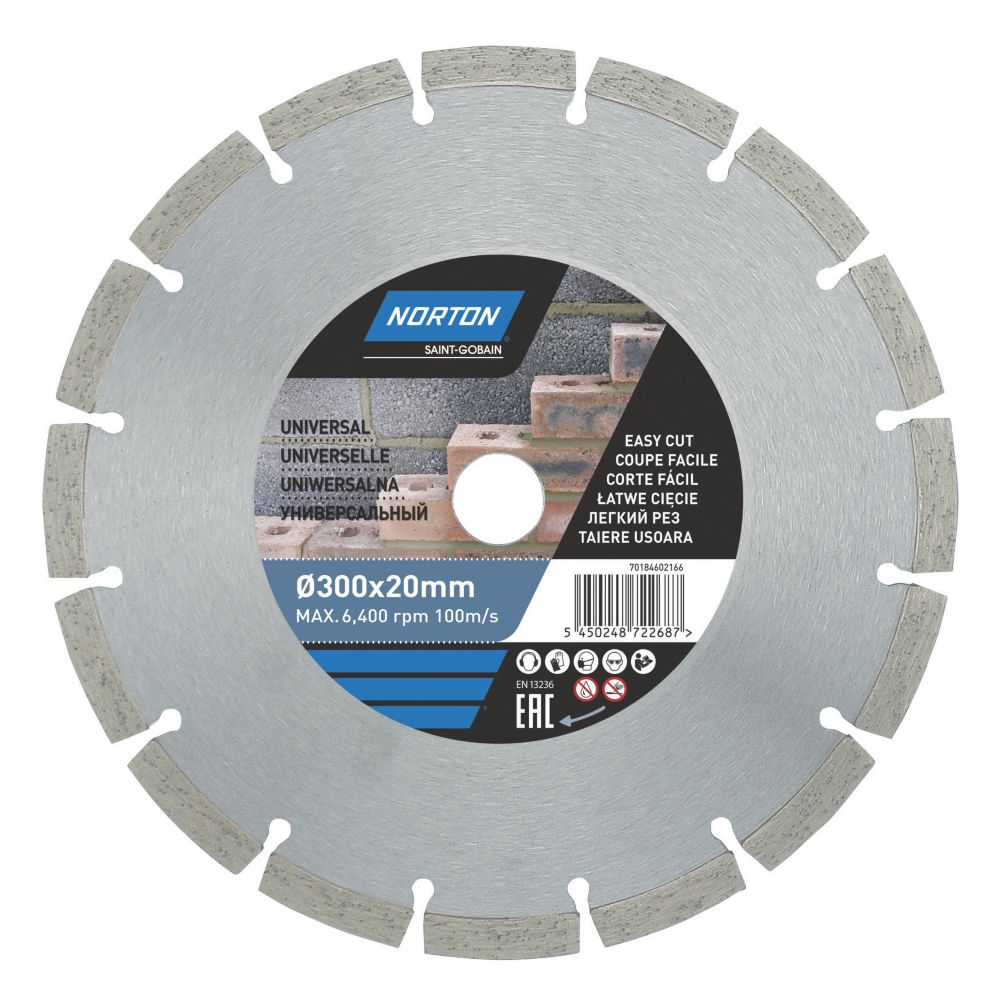Norton MultiMaterial Segmented Diamond Cutting Blade 300mm x 20mm