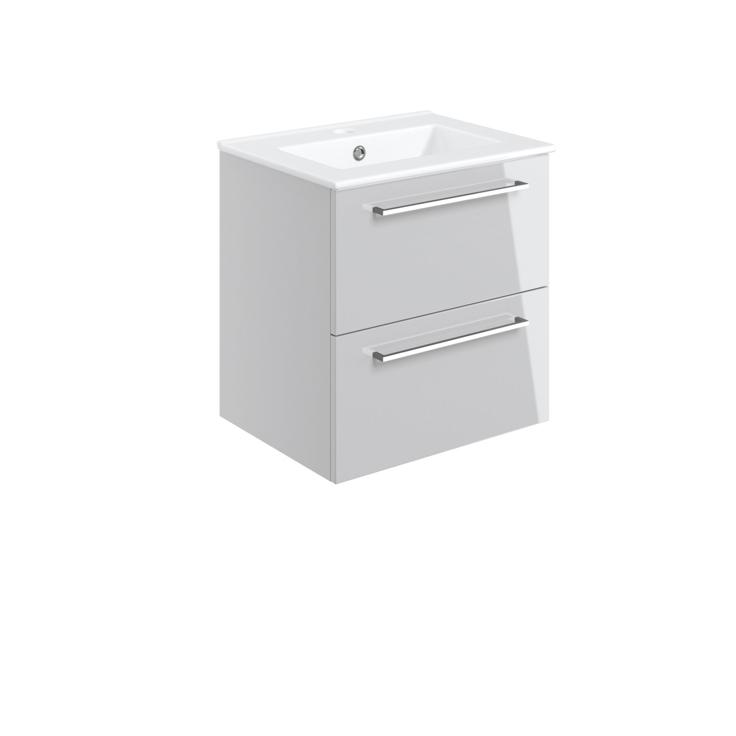 Ohio 2-Drawer Bathroom Vanity Unit with Ceramic Basin Gloss Grey 510mm x 390mm x 518mm (176AE)