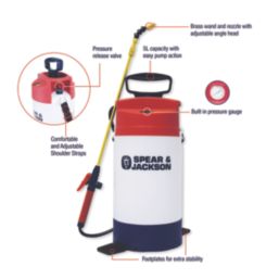 Spear & Jackson  White Pump Action Chemical Pressure Sprayer for Wood Stain 5Ltr