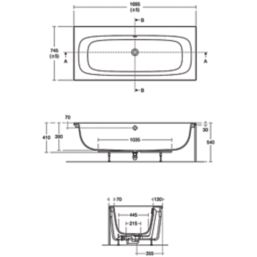 Ideal Standard i.life T531401 Double-Ended Bath Acrylic No Tap Holes 1700mm x 750mm