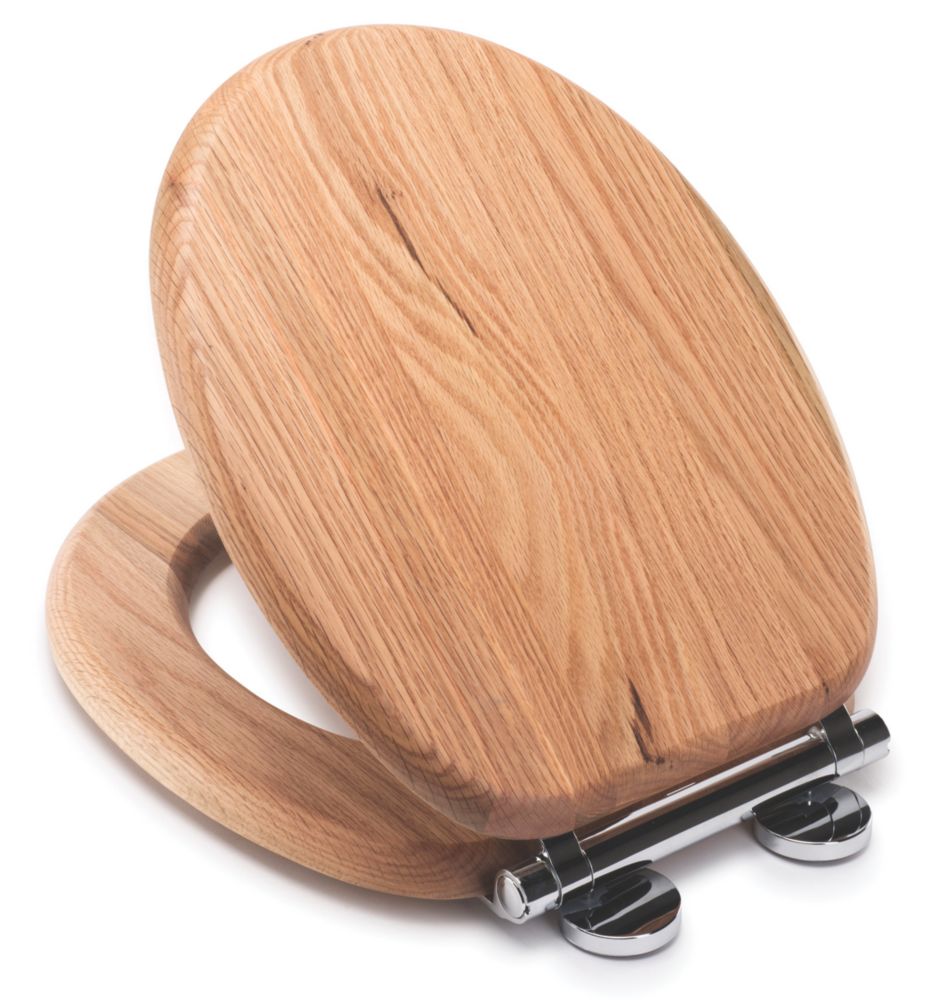 Croydex Rutland Soft Close with Quick Release Toilet Seat Solid Oak Natural Screwfix
