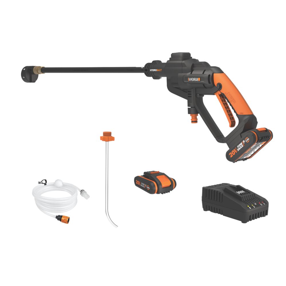 Worx Hydroshot 22bar 20V 2 x 2.0Ah Li Ion PowerShare Cordless Portable Pressure Washer Screwfix