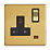 Contactum Lyric 13A 1-Gang DP Switched Socket Outlet Brushed Brass with Neon with Black Inserts