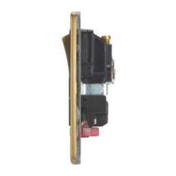 Contactum Lyric 13A 1-Gang DP Switched Socket Outlet Brushed Brass with Neon with Black Inserts