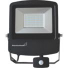 Brackenheath  Outdoor LED Floodlight With PIR Sensor Black 70W 7700lm