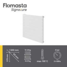Flomasta  578mm x 600mm 1245BTU White Horizontal Designer Radiator
