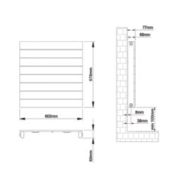 Flomasta  578mm x 600mm 1245BTU White Horizontal Designer Radiator