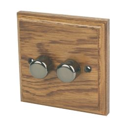 Varilight  2-Gang 2-Way LED Dimmer Switch  Medium Oak