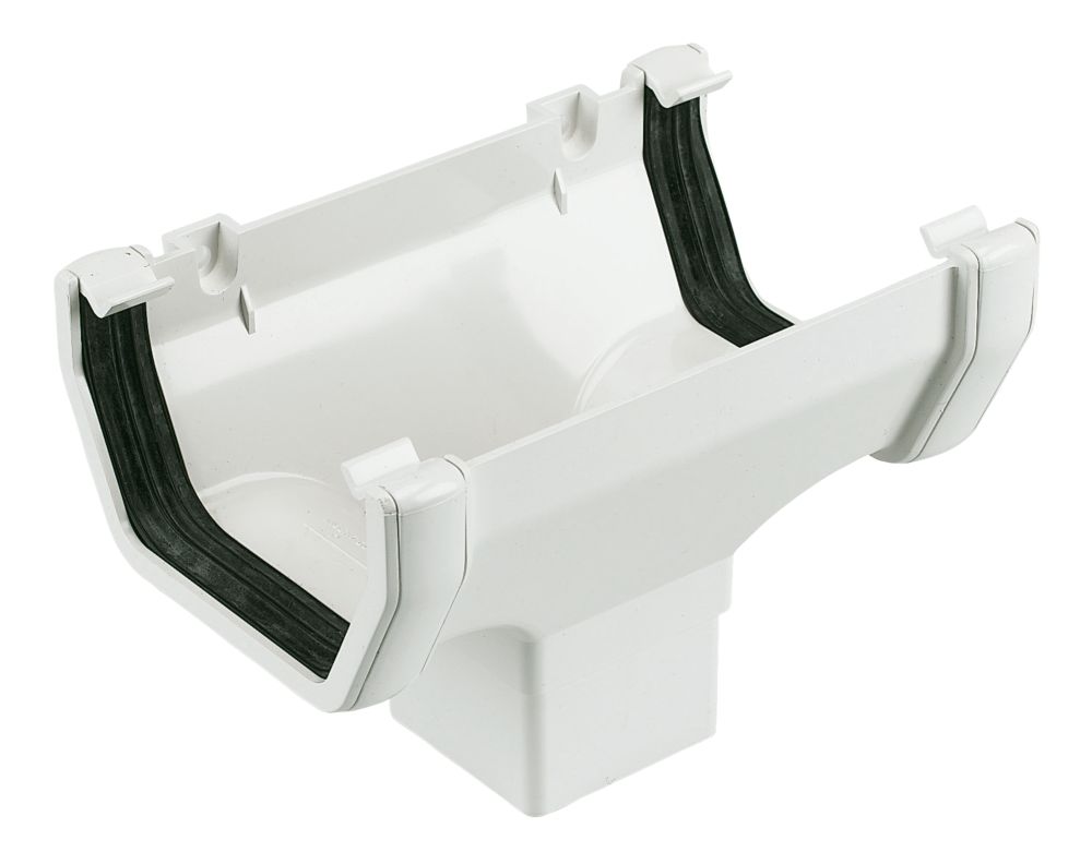 Floplast Upvc Square Running Outlet White 114mm X 65mm - Screwfix