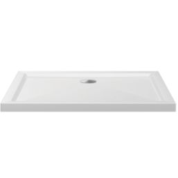 Milan Rectangular Bathroom Shower Tray & Waste White Gloss 1200mm x 700mm x 40mm