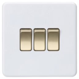 Knightsbridge  10AX 3-Gang 2-Way Light Switch  Matt White