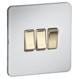 Knightsbridge  10AX 3-Gang 2-Way Light Switch  Matt White