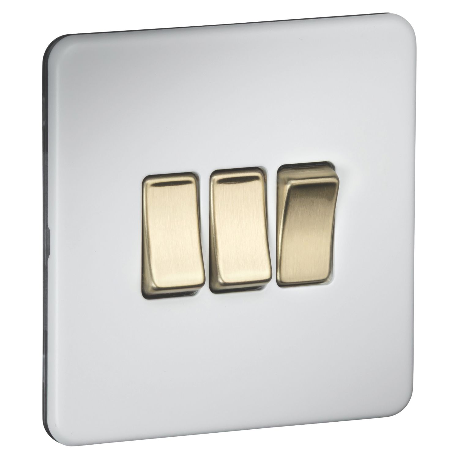 Knightsbridge 10AX 3-Gang 2-Way Light Switch Matt White (177AM)